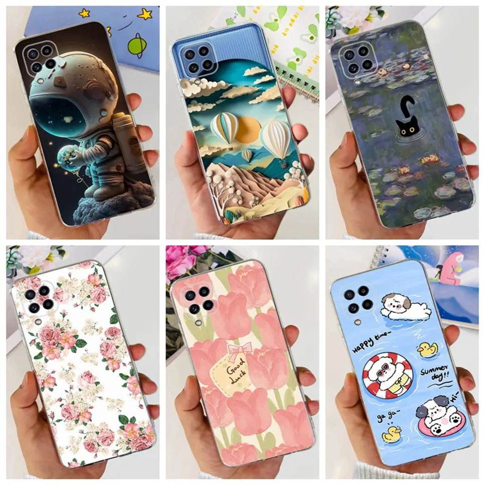 Para Samsung Galaxy M32 4G funda nueva con estampado Floral TPU funda de silicona suave para Samsung M32 M 32 SM-M325FV funda de teléfono con bonito gato Fundas