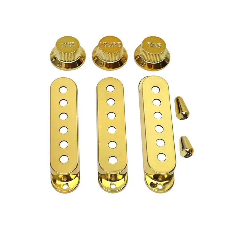 A64T 8-Piece Gold Guitar Pickup Shell Set for ST/SQ Electric Guitar, ABS Plastic Pickup Cover with Gear Switch Cap & Volume