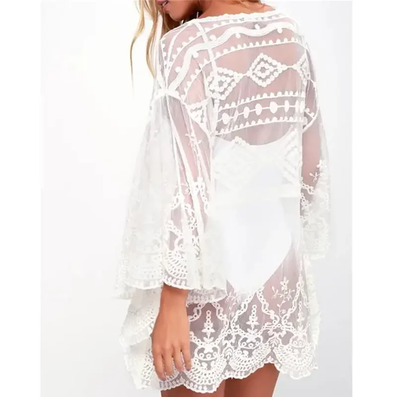 Lace Beach Pareo Beachwear Swim Suit Cover Up Playa Pareo Tunics for Beach Tunic Swimwear Women
