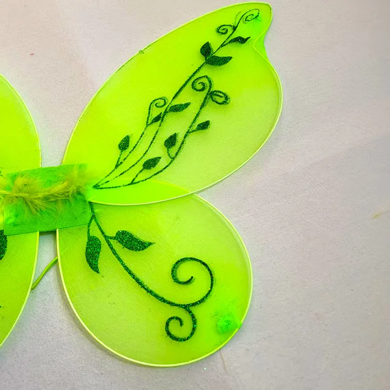 Mädchen Grüne Fee Cosplay Requisiten Kinder Schmetterlingsflügel Stirnband Zauberstab Party Tinkerbell Cosplay Verkleidungs-Sets
