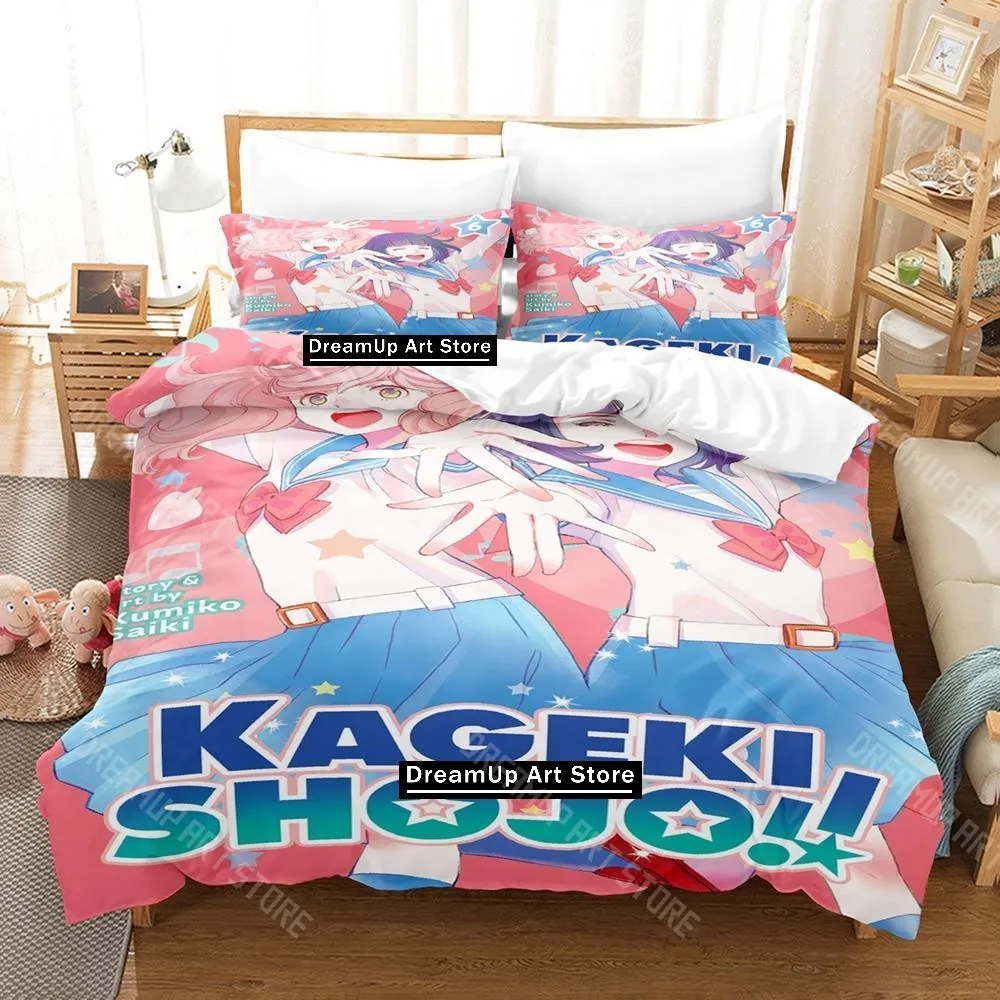Juego de Ropa de Cama con Estampado 3D de Anime Kageki Shojo para Niños y Niñas, Funda de Edredón y Funda de Almohada, Tamaños Individual, Matrimonial, Queen y King