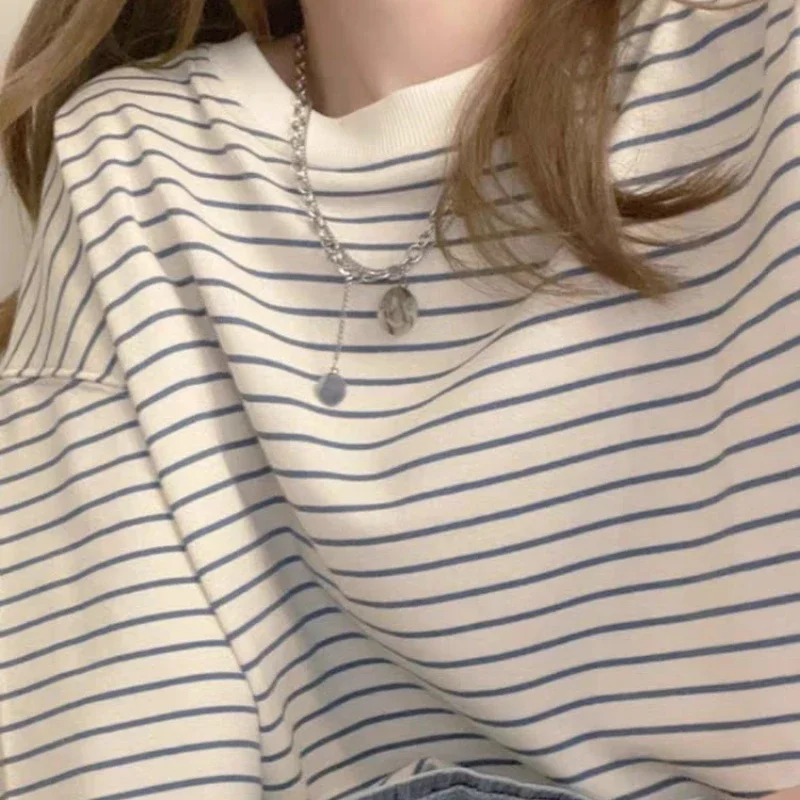 Sweatshirts Frauen Gestreiften Ulzzang Klassische Literarische Süße Oansatz Sanfte Studenten Alle-spiel Harajuku Freizeit Herbst Täglich