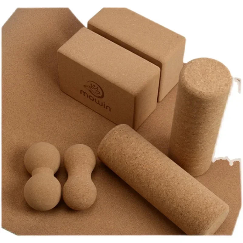 3.2*6.3in Nature Cork Peanut Ball Home Fitness Gym Dance Pilates Yoga Brick Column Massage Double Balls Mini Yoga Ball Equipment