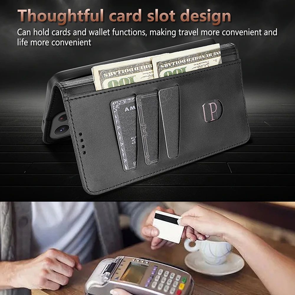 حافظة لهاتف سامسونج جالاكسي S25 Ultra S24 Fe S23 Plus S22 S25U فتحات بطاقات نقدية جلدية غطاء هاتف مغناطيسي للإغلاق