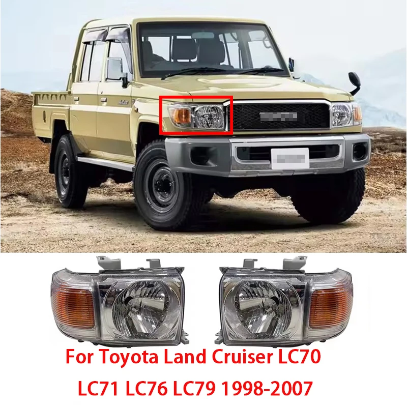 Suitable For Toyota Land Cruiser Front Headlight Semi Assembly, Old Dominator FJ100 Front Headlight Lights LC70 LC71 LC76 98-07