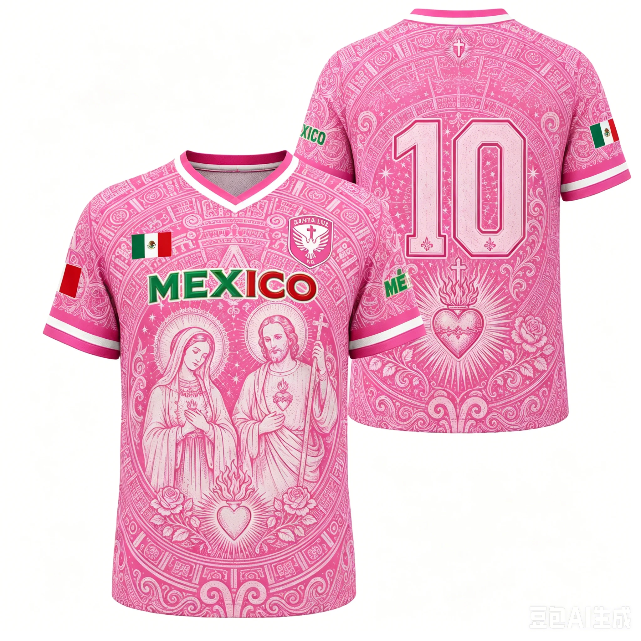 Our Lady Jesus Maya Totem Mexican Eagle Snake 3D Printed Men's and Women's Loose Breathable Mesh Supporting Short Sleeves