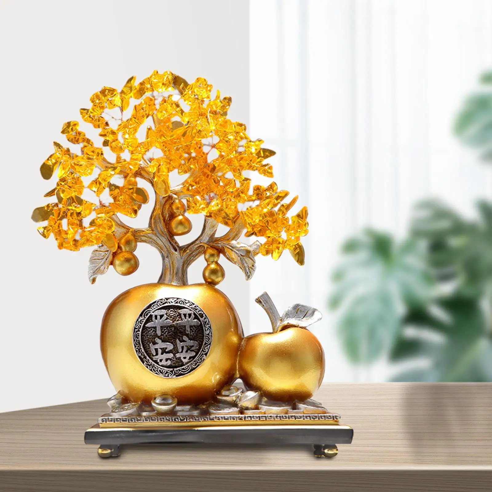 

Fengshui Money Tree Vivid Details Artwork Home Decor Collectibles Fruit Tree Figurine for Indoor Balcony Patio Bedroom Tabletop