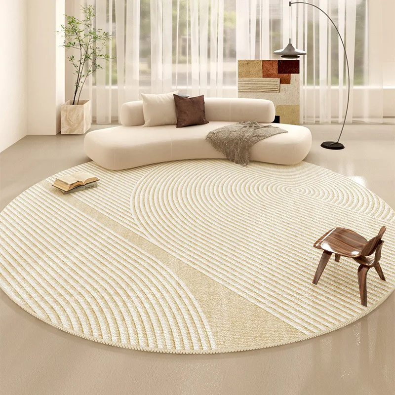 Nordic Minimalist Line Round Carpet Coffee Table Area Non-slip Mat Living Room and Bedroom Home Decoration Carpet