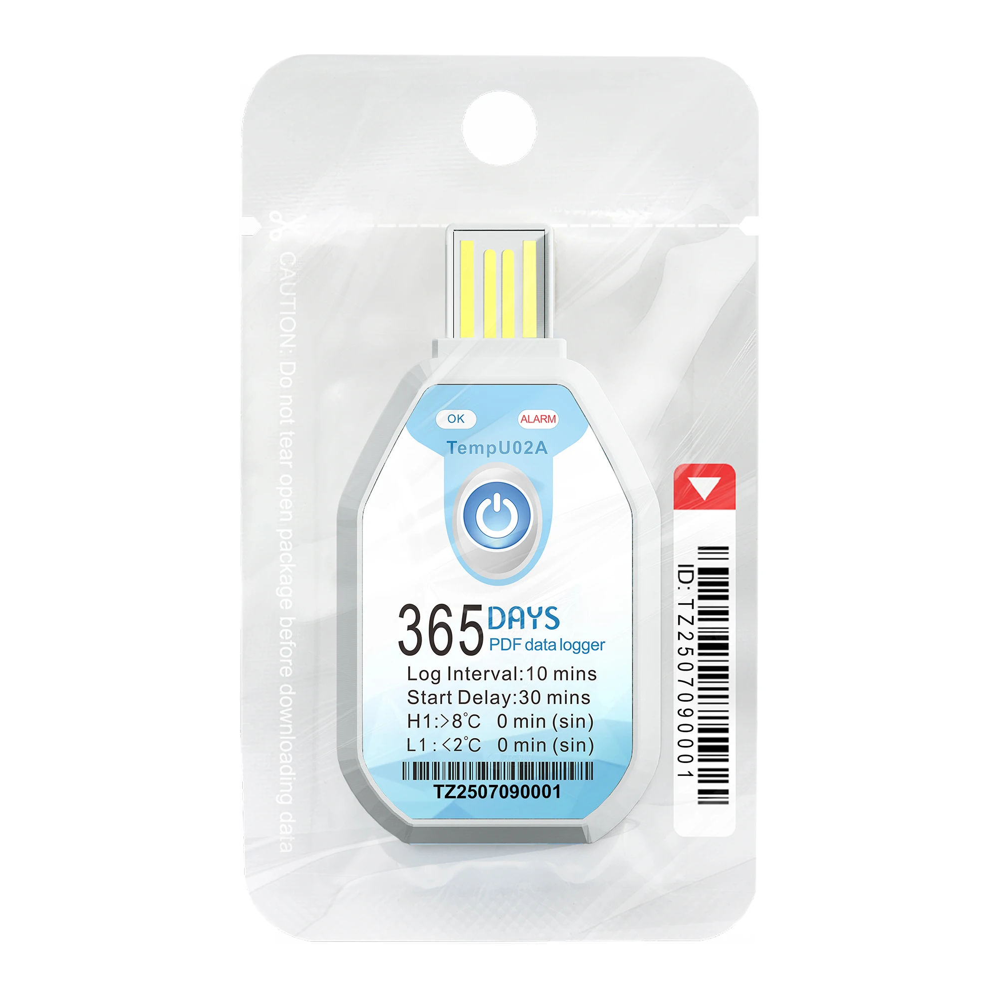 50PCS 365days Advanced TempU02A USB Food Truck Disposable Recorder PDF Cold Chain Temperature Data Logger 68000 records