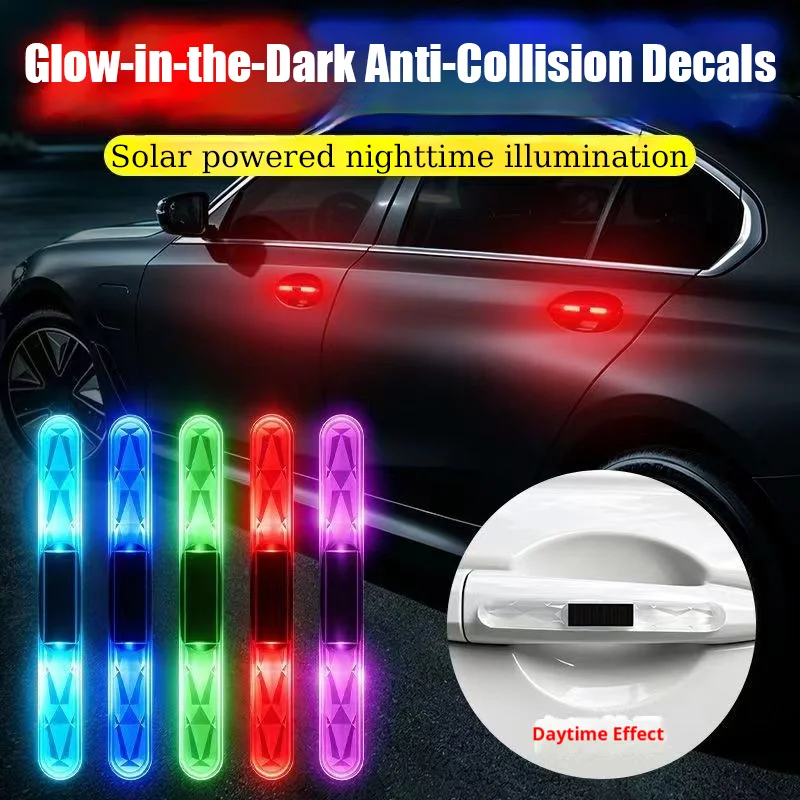 Luminous anti-collision strips suitable for Car Trucks Motorcycles 2-pack Door reflector sticker Night driving flashing lights