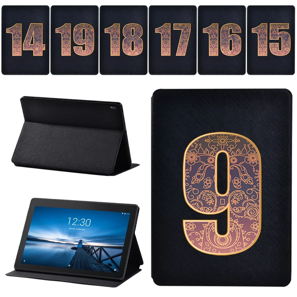 

Case for Lenovo Tab M10 FHD Plus TB-X606F/X/Tab E10 TB-X104F PU Leather Stand Flip Cover Tab M10 TB-X605F/TB-X505 Number Print