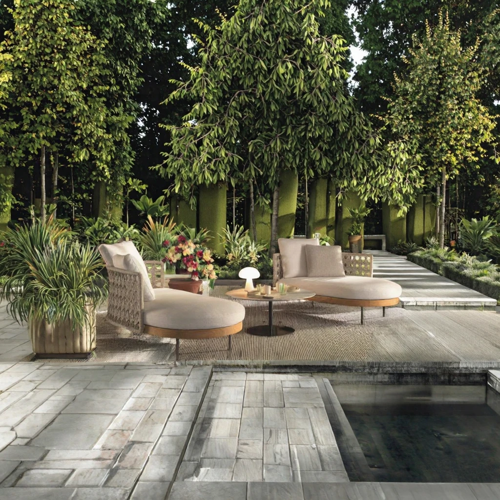 #Modern outdoor rattan teak cu - Outdoor Furniture Recliner Set ulasan dan harga