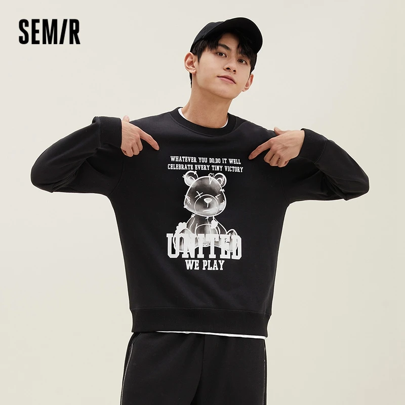 

Semir Sweatshirt Men 2023 Spring Round Neck Trend Bear Print Campus Casual Daily Commuter Comfortable Simple Top Hoodies