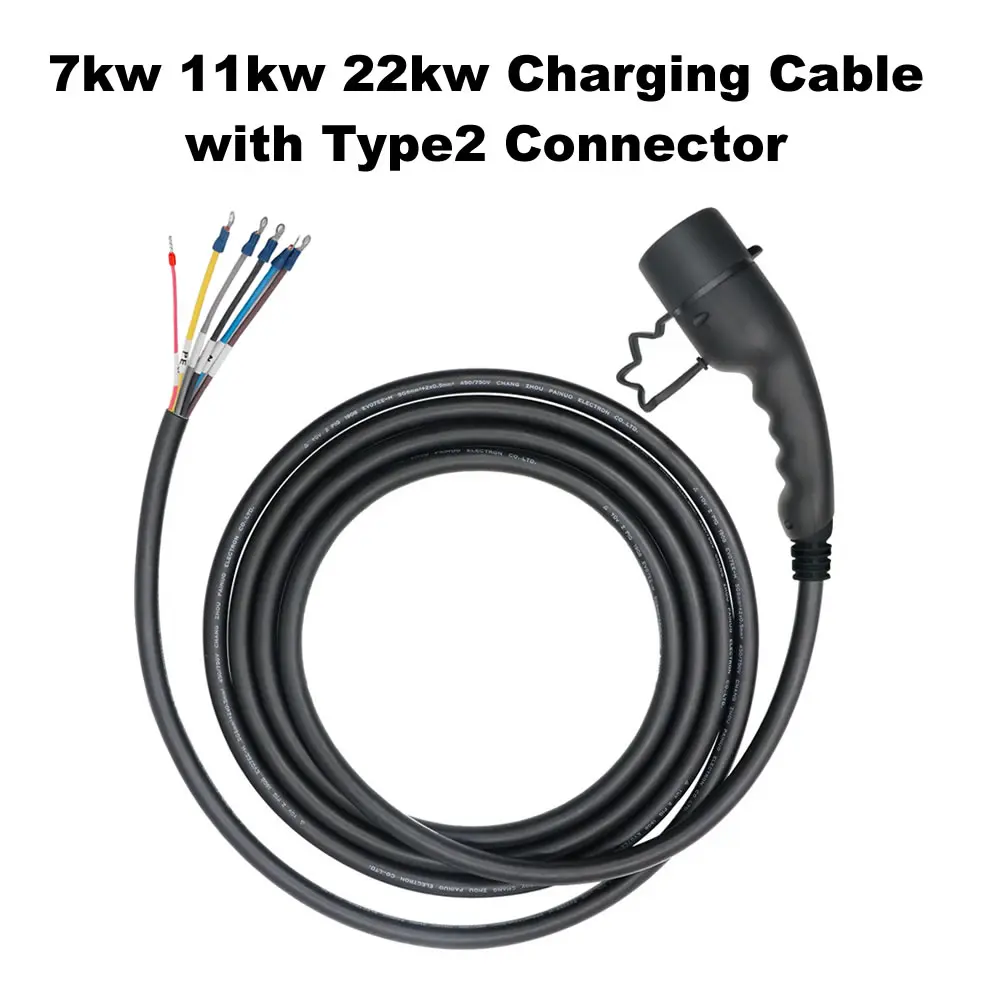 JIGU 7kw 11kw 22KW EV Charger Plug Electric Car Charging Cable Type 2 IEC62196-2 Connector Line Wire For Vehicle Charger Station