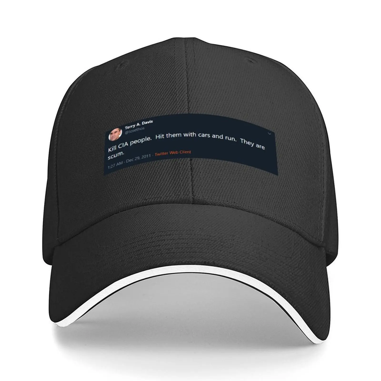 

Terry A Davis CIA Tweet Baseball Cap Thermal Visor Hat Man Luxury Unique hats Hip Hop Sun Hats For Women Men's