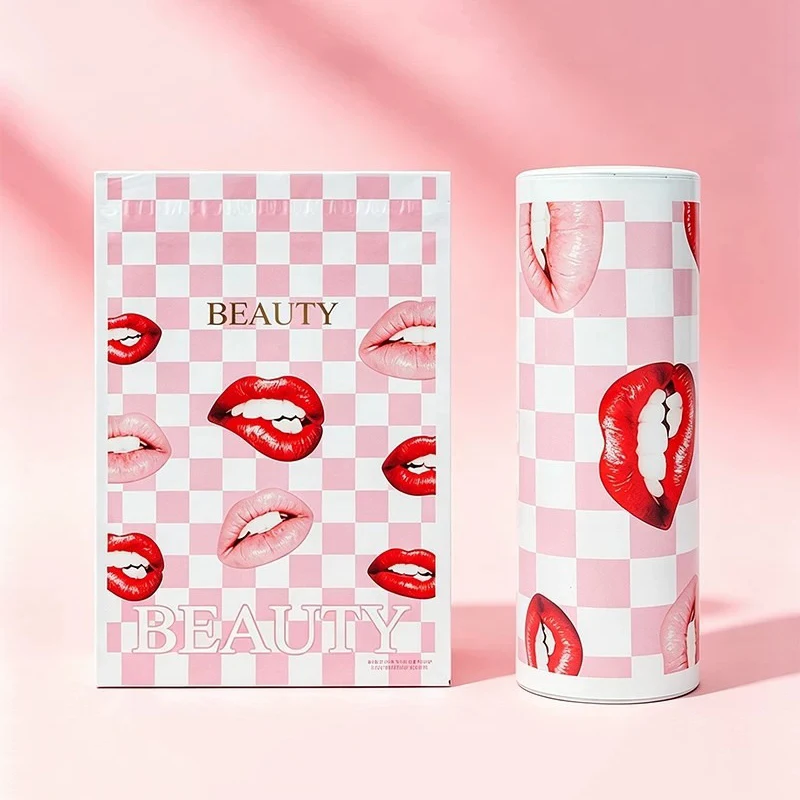 50Pcs Red Lip Printed Courier Bag Plastic Packaging Bags Logistics Delivery Envelope for Small Business Shipping Supplies