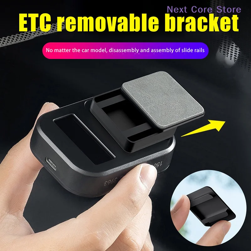 [NC]Car Toll Pass Holder Adhesive Sticky ETC Bracket Adhesive Removable Easy Installation Compact Toll Pass Holder Windshield