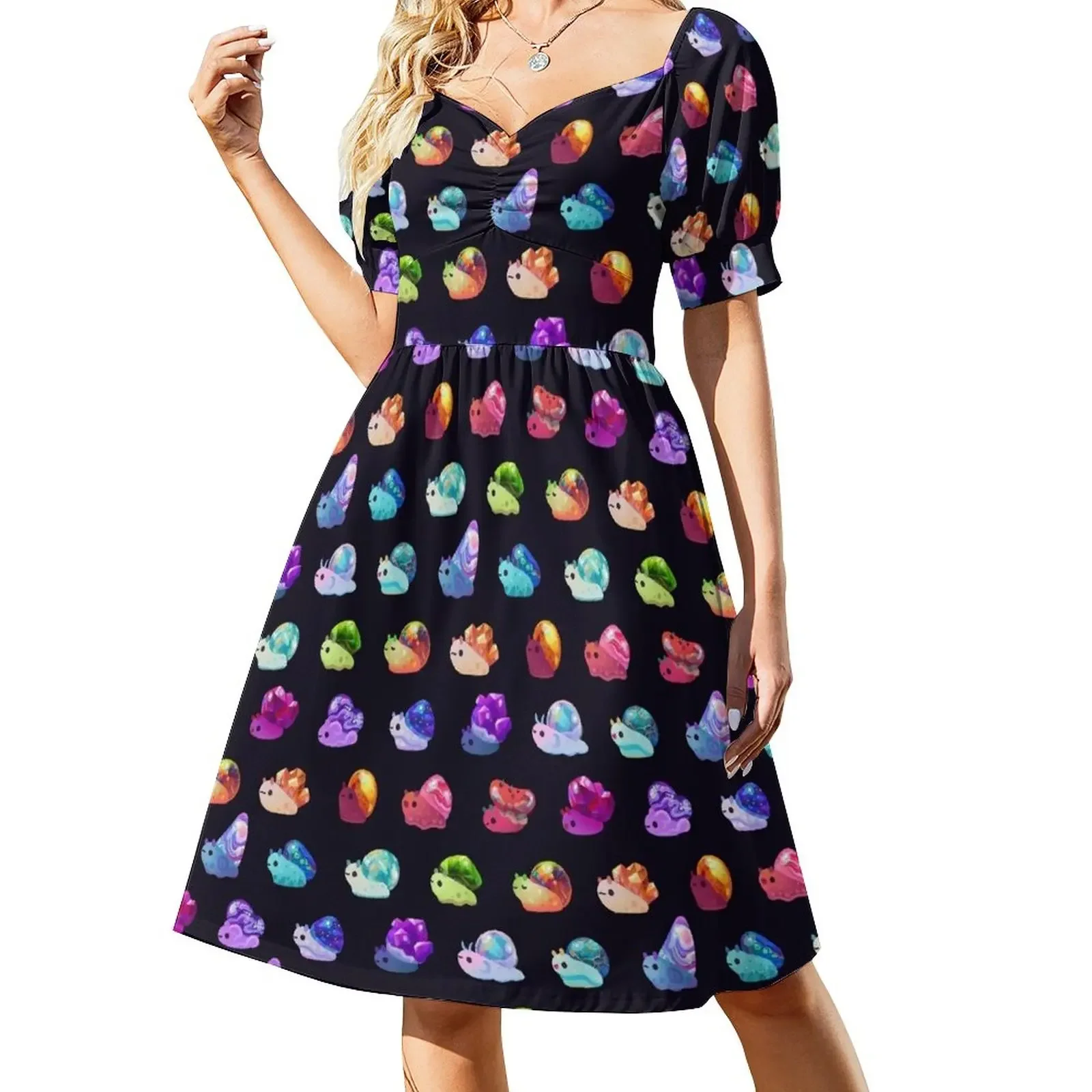 

Jewel Snail Short-Sleeved Dress women's clothing trend 2025 dresses for women 2025 beach outfits for women Women's summer dress