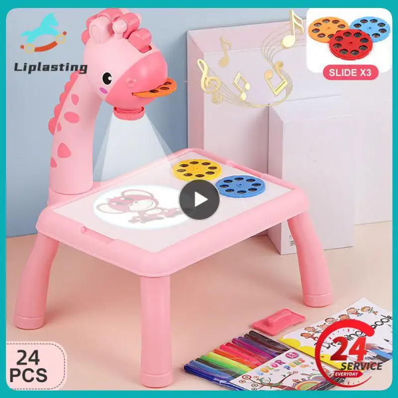 Children Led Projector Art Drawing Table Toys Kids Painting Board Desk Arts Crafts Educational Learning Paint Tools Toy for Girl