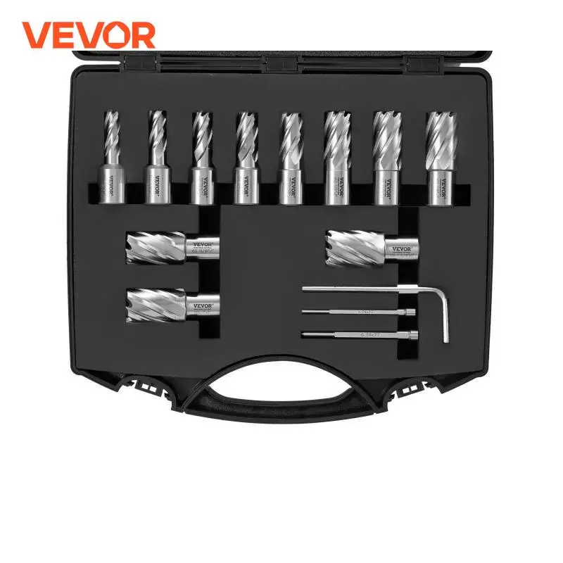 VEVOR-Conjunto de cortador anular, Weldon Shank, brocas Mag, profundidade de corte para uso com brocas magnéticas, 1 in, 2 in, 6 PCs, 13 PCs