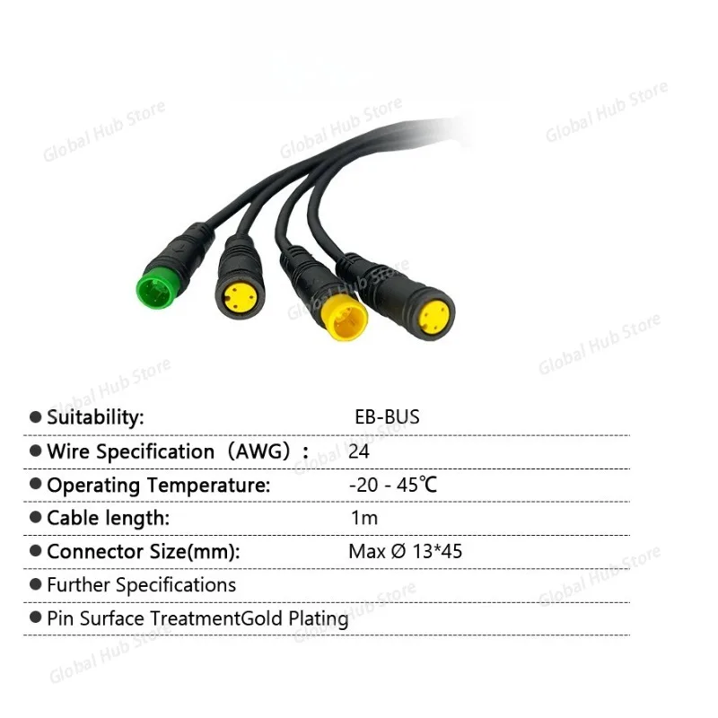 For BAFANG Eight-direction Mid-mounted Motor Accessories, One Tow Four Connection Wires, Waterproof