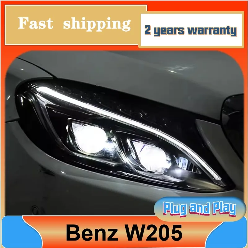 Car Styling for Mercedes Benz W205 Head Light 2014-2020 W205 Headlight C300 C260 DRL Turn Signal Low High Beam Projector Lens