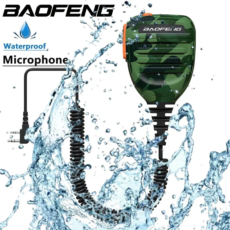 Baofeng PTT UV 5R Microphone Waterproof Walkie Talkie Speaker Radio Mic 2-Pin Kenwood Type Handheld Mic For UV16 Quansheng UV-K5