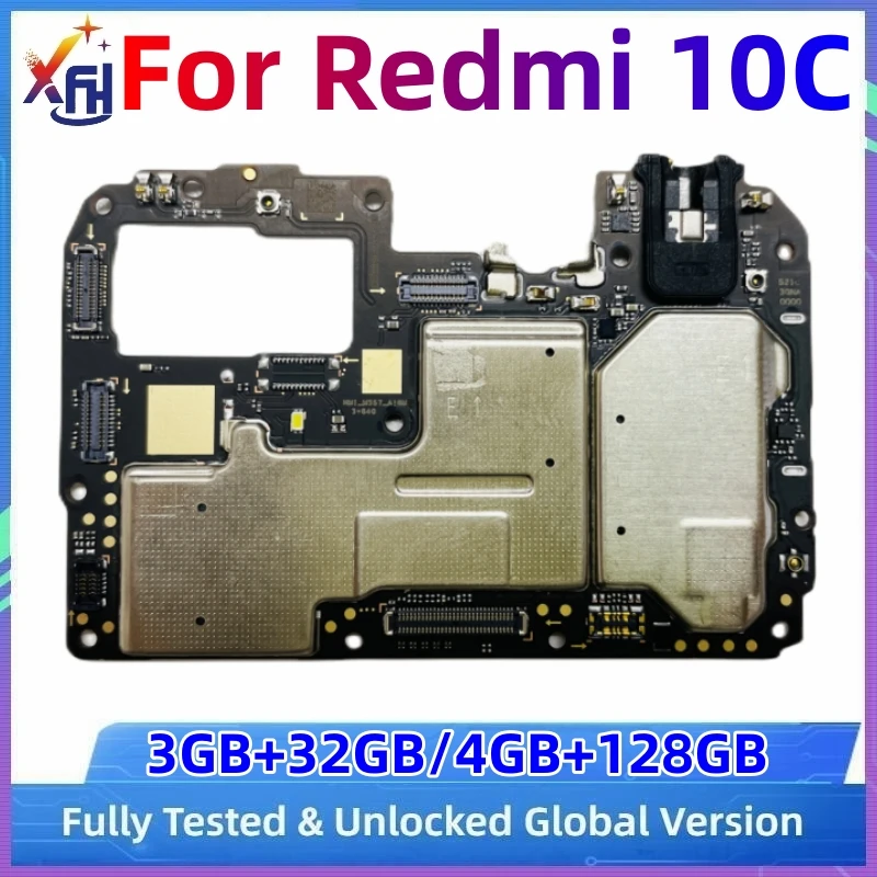 64GB 128GB Unlocked Mainboard MB For Xiaomi Redmi 10C Motherboard PCB Module Original Logic Board With Full Chips