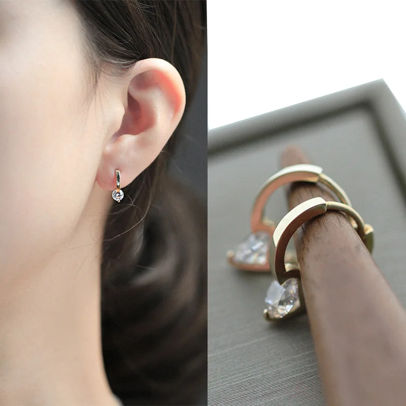 【F】1Pair Simple Round Zircon Stud Earrings For Women Girls Versatile Classic Light Luxury Earrings Jewelry Accessories Gifts
