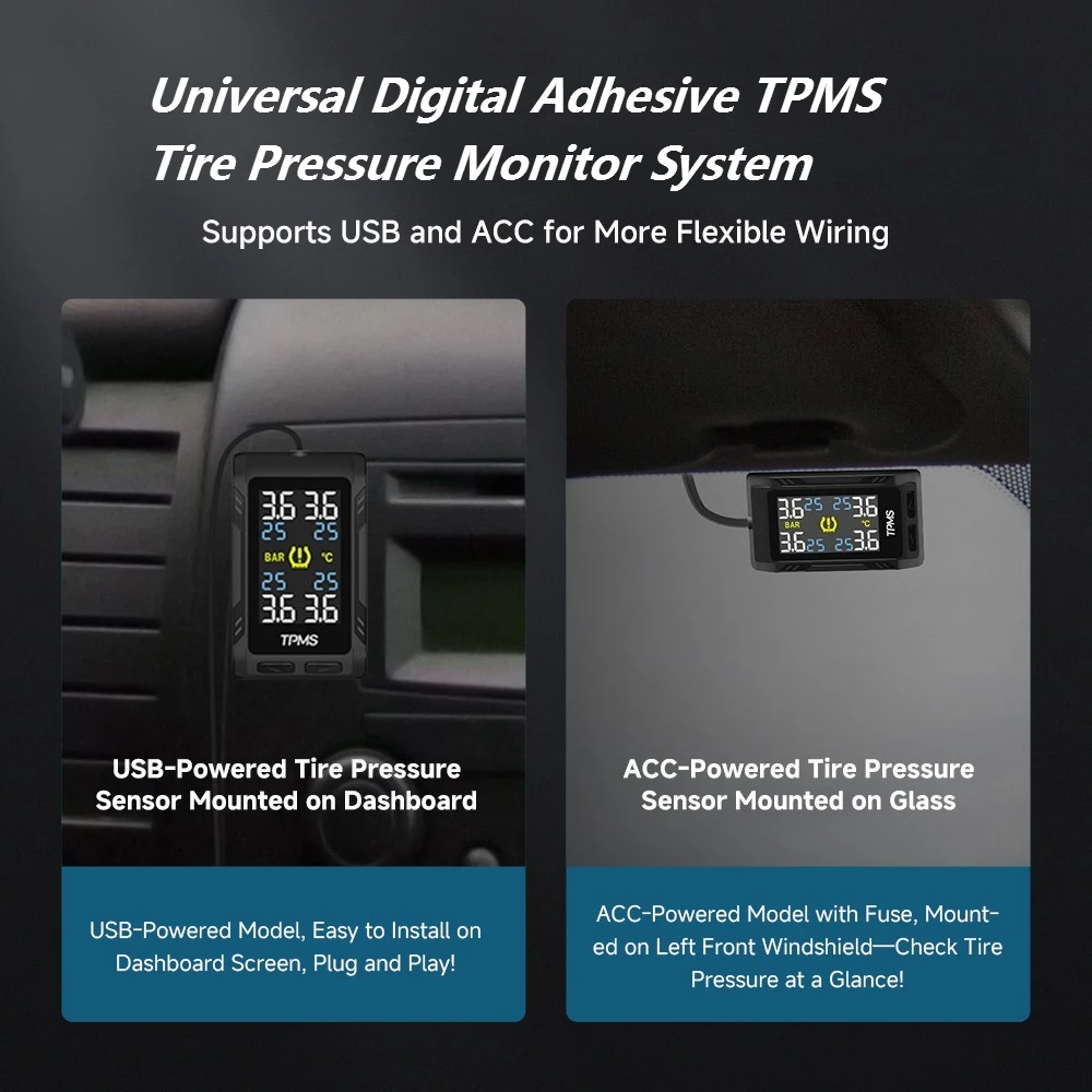 

Safety Alarm Real Time Adhesive TPMS Tire Pressure Monitor System for Toyota 4Runner Land Cruiser Tundra Porte Spade Accessories