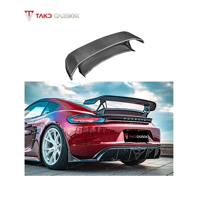 

TAKD Carbon Glossy 100% Dry Carbon Fiber Material B-Style Rear Spoiler Wing for Cars for Porsches 718 Boxster Cayman