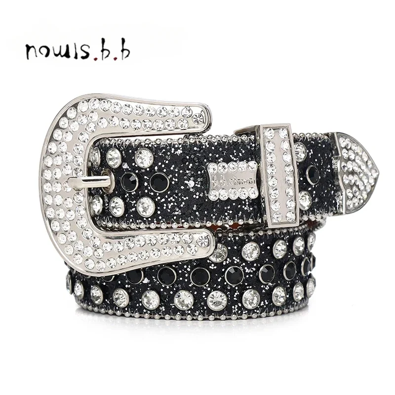 Rhinestone Western Belt Luxury Brand Studded Belts for Men Strap Diamond Bling White Belts Cowgirl Cowboy For Jeans Y2K