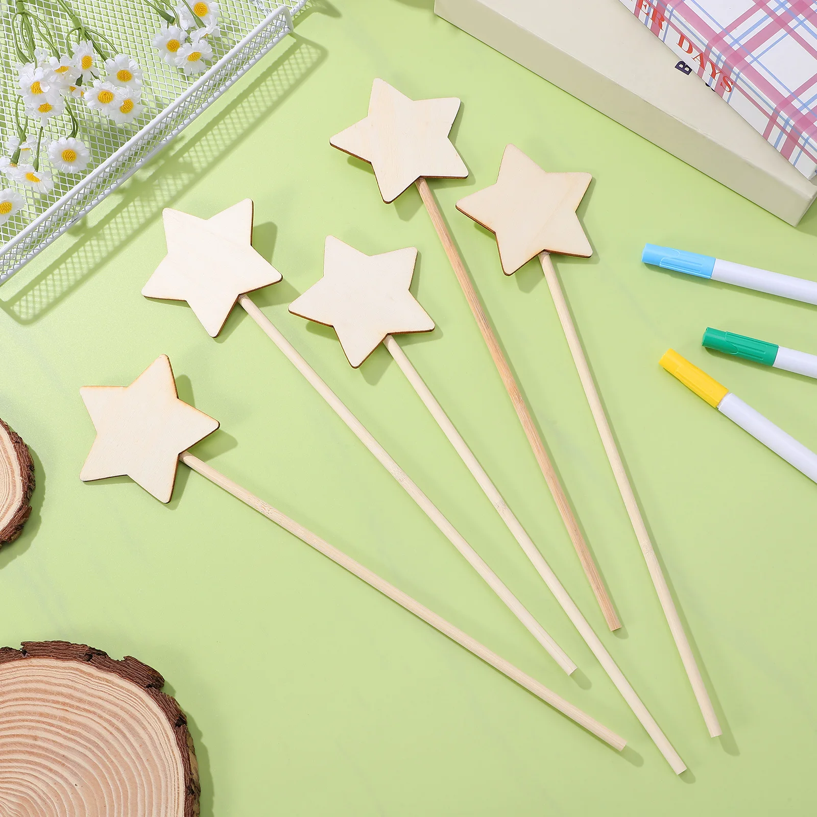10 stücke Sterne Diy Unlackiert Stern Form Fee Zauberstäbe Für Kinder Kinder Party Zubehör Handwerk Rolle Spielen
