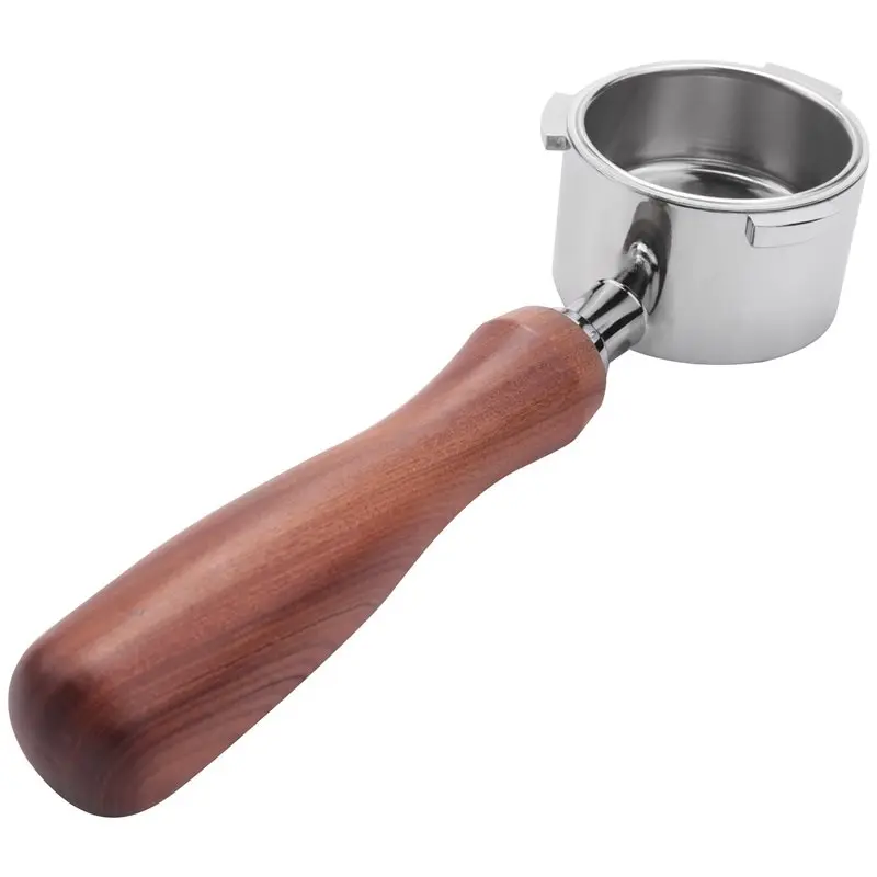 IALJ-2X Bottomless Portafilter 51Mm For Delonghi EC680/EC685 Coffee Machine Filter 51Mm, Three Ear Wooden Handle