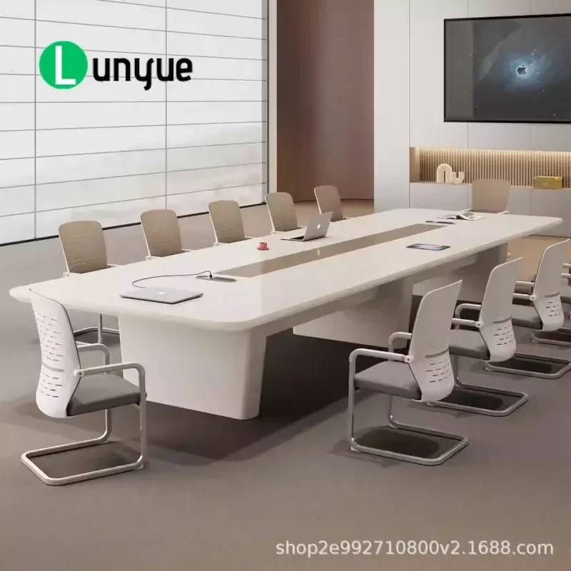 High End Piano Paint Conference Table Modern Simple Rectangular Large Long Meeting Desk for Office Negotiation Room Furniture
