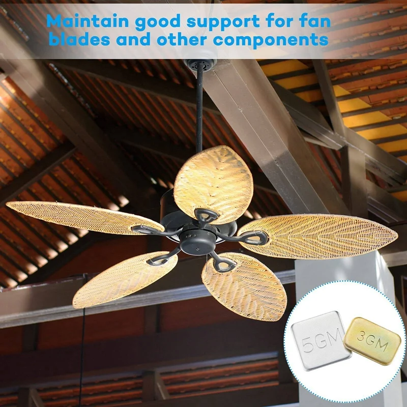 6 Sets of Ceiling Fan Blade Balancing Kit Fan Weight Balancing Kit Include Self-Adhesive Metal 5G Weight and 3G Weight