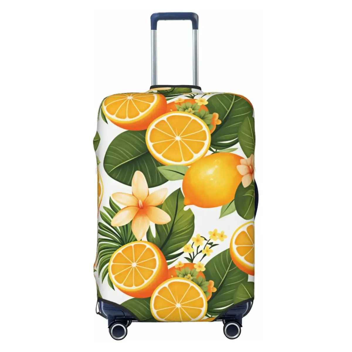 Custom Tropical Orange Lemon Plumeria Floral Luggage Cover Protector Funny Travel Suitcase Protective Cover for 18-32 Inch