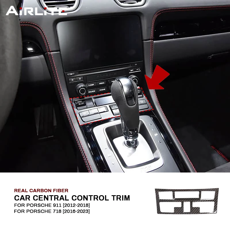 

Real Carbon Fiber Car Central Control Air Conditioning Button Panel Trim Cover Sticker For Porsche 911 2012-2018 718 2016-2023