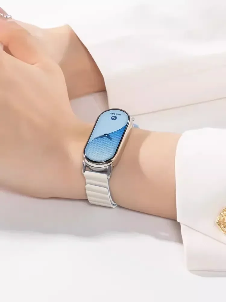 حزام مغناطيسي من السيليكون لساعة Xiaomi Mi Band 8 9 سوار معصم رياضي لساعة Xiaomi Miband 9 8 ملحقات سوار الساعة