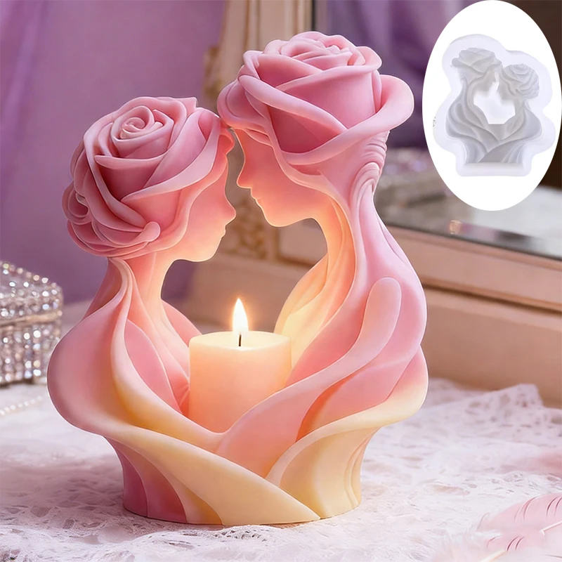 DIY Rose Silicone mold 3D Rose Princess Statue Resin Crafts Plaster mold Cute doll candle soap chocolate ice cube baking tools