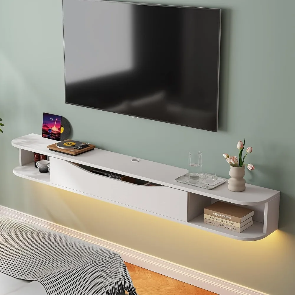 

Floating TV Stand,47'' Wall Mounted TV Cabinet,Floating TV Console,Under TVs Shelf with 1 Door and 2 Cabinets for up to 55''(
