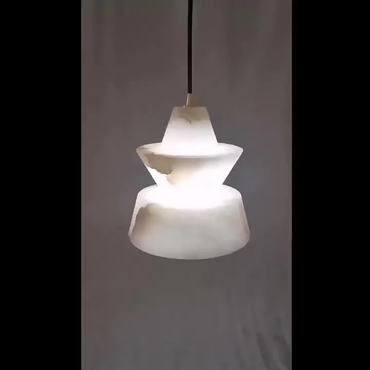 Creative Personalized Spanish Natural Marble Small Chandelier Light Alabaster Suspension Interior Suspended Cord Pendant Light