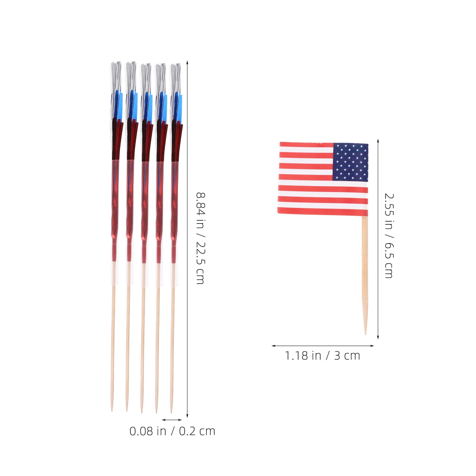 

200pcs American Flag Food Picks Cupcake Decor Party Dessert Appetizer Sticks World Flag Cocktail Toppers Bamboo Toothpicks For