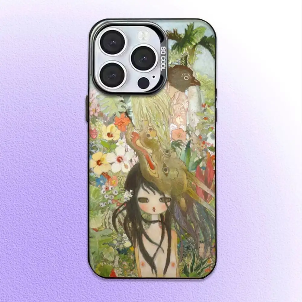 Casing HP ART Aya Takano Jepang Untuk iPhone17,16,15,14,13,12,11 Plus,Pro Max Hitam Candy Matte Anti Benturan