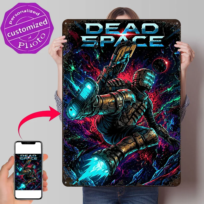Dead Space Isaac Clarke in Space Poster Retro 3D Printed Metal Signs Customized Wall Hanging Gift for Room Decorating Interior