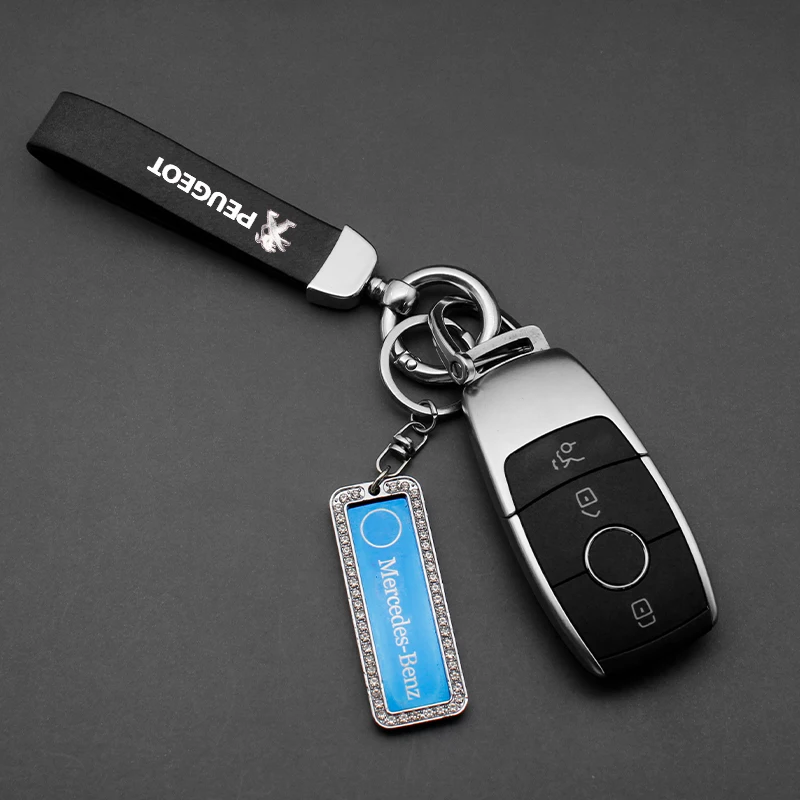 3D Metal Leather Car Styling Keychain for Peugeot 508 208 3008 407 607 307 RCZ 308 206 2008 Auto Key Chain Key Rings Accessories