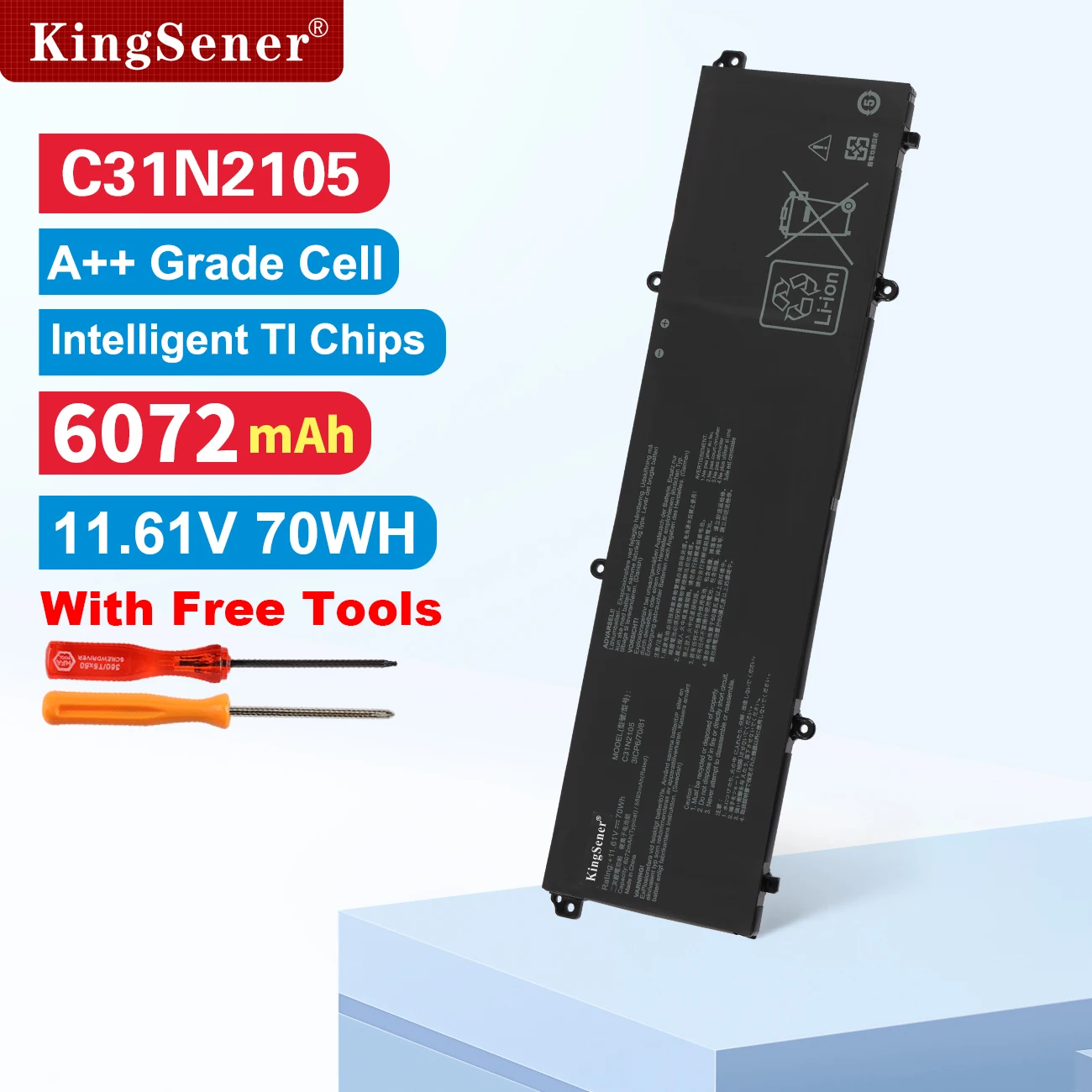 KingSener 70Wh C31N2105 Battery for ASUS Twin 15 K3502ZA12500 K3502ZA K3502 UX3404VC K3402ZA M3502QA M1403QA 11.61V 70WH