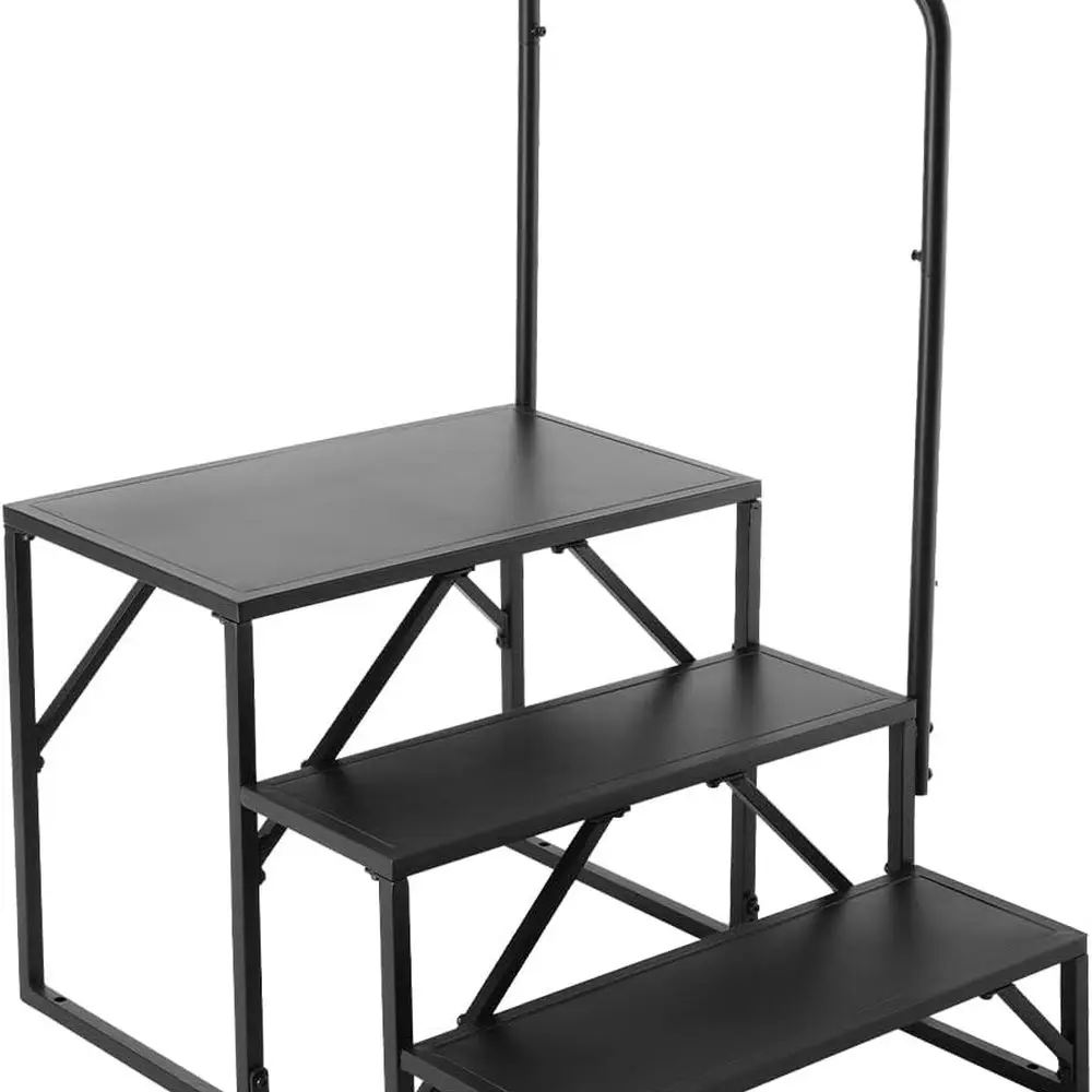 

Steps, 3-Step Stairs, 440 LBS Load Capacity, Thickened Carbon Steel, with Handrail, Non-Slip Steps for Safe Entry and Exit, Suit