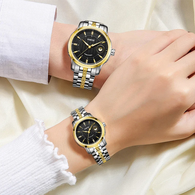 MIGE Original Miyota8215 Automatic Watches for Man Business Mens Watch Stainless Steel Waterproof Calendar Luminous Wristwatches