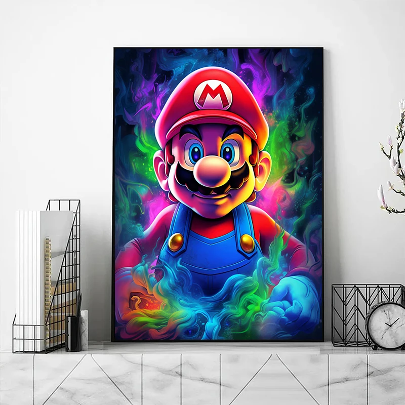 Classic Cartoon Super M-MMarios By Bike Posters and Prints Canvas Printing Wall Art Picture for Living Room Home Decor Gifts